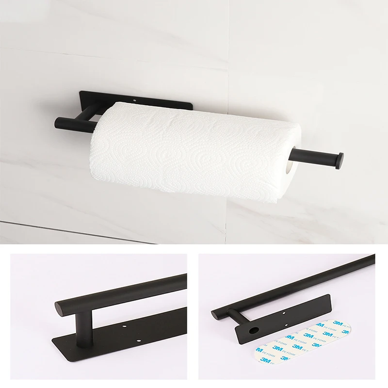 Self Adhesive Toilet Paper Towel Holder paper towel holder toilet paper holder Punch-free Roll Paper Holder Kitchen Hook Storage Stainless Steel Wall Mount