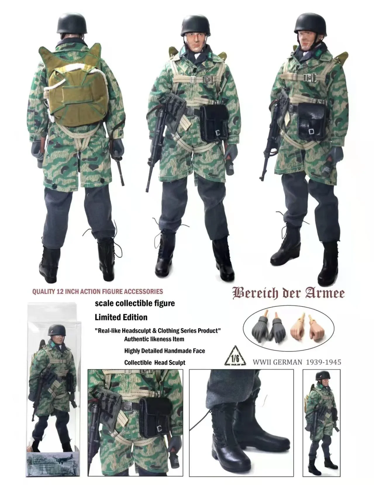 コレクション 1/6 スケール第二次世界大戦ドイツ軍冬服歩兵フルセット