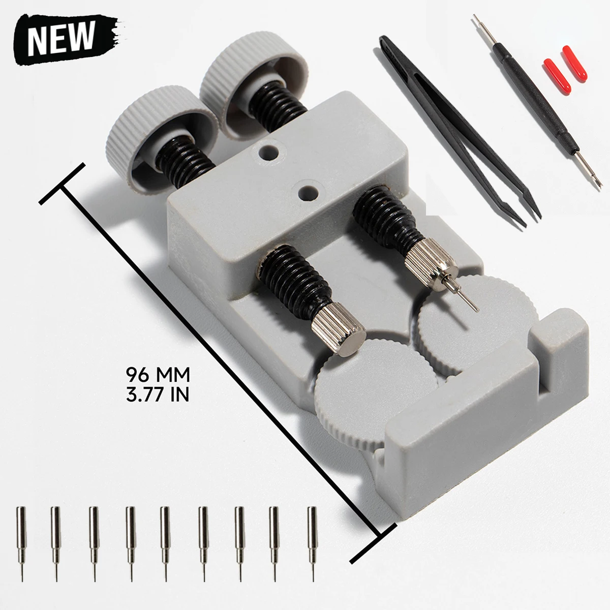 Adjustable Watch Strap Pin & Link Removal Tool with Tweezers