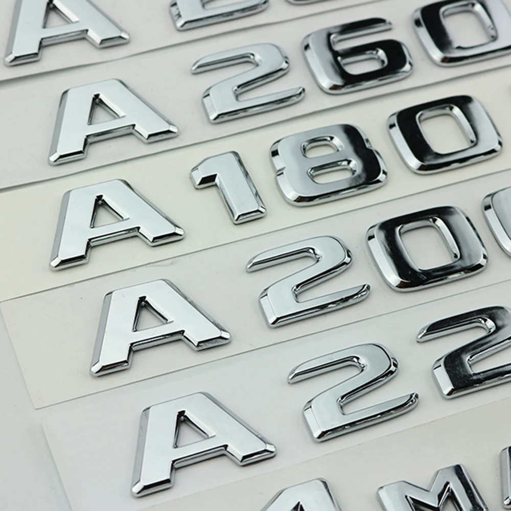 자동차 트렁크 배지, 3D ABS 크롬 로고, A45, A35, A180, A220, A200, 4matic 엠블럼 문자 스티커, W176, W177 액세서리