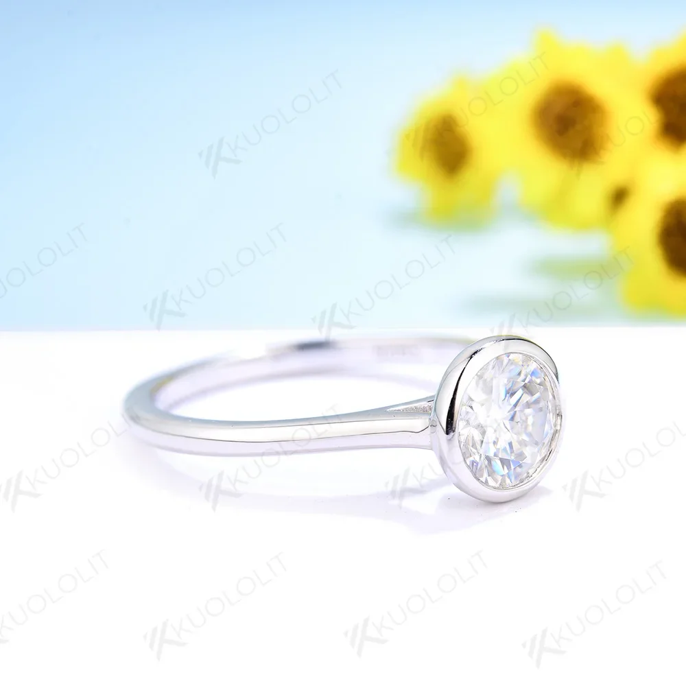 値下げ中【2個セット】OX JEWELRY layered Ring 21号程度 Kuololit 2CT Round Moissanite Rings for Women Solid 14K 10K