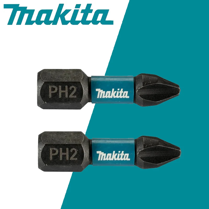 Makita 오리지널 임팩트 타입 비트 PH2 25mm 고경도 전기 스크루 드라이버, 블랙 공구 부품 2-5 개