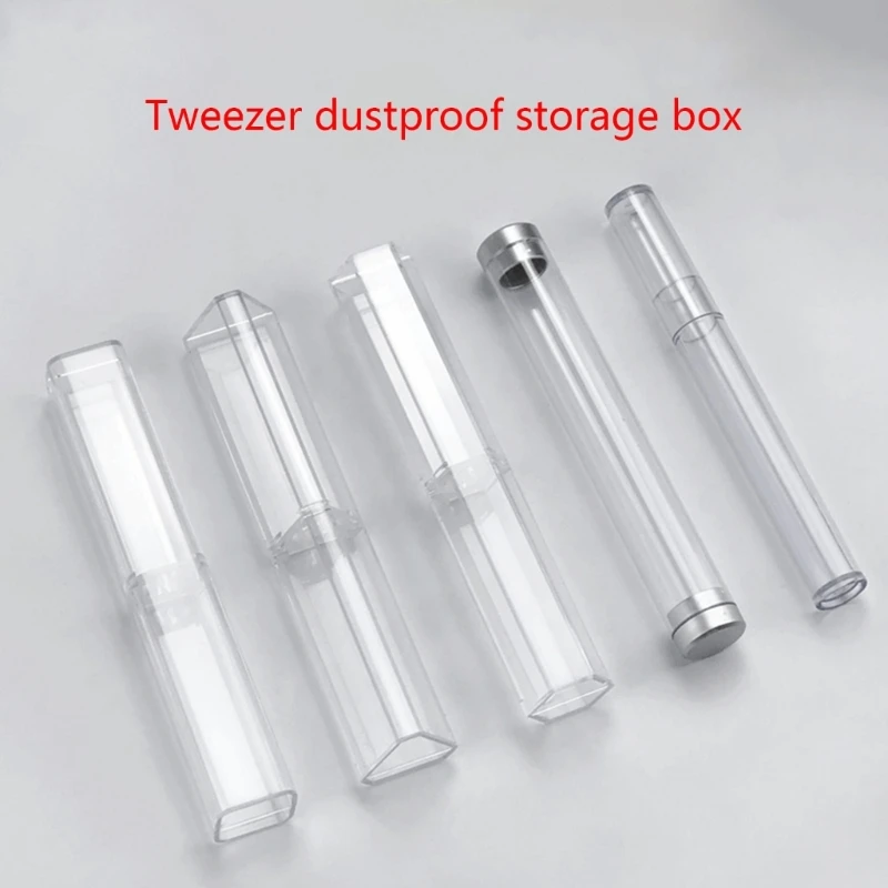 

Transparent Universal Clip Storage Plastic Holder Gift Cylinder Tweezers Box Drop Shipping