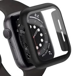Premium Tempered Glass and Matte Hard PC Bumper Screen Protector Case - Series 4654 SE 44mm (Black)
