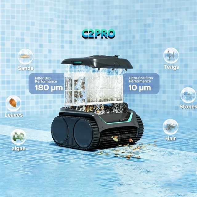 Robotic Pool Cleaners WYBOT C2PRO Pool Vacuum Robot with App Control Up to 180mins Dual-layer Filtration Scheduled Cleaning 2