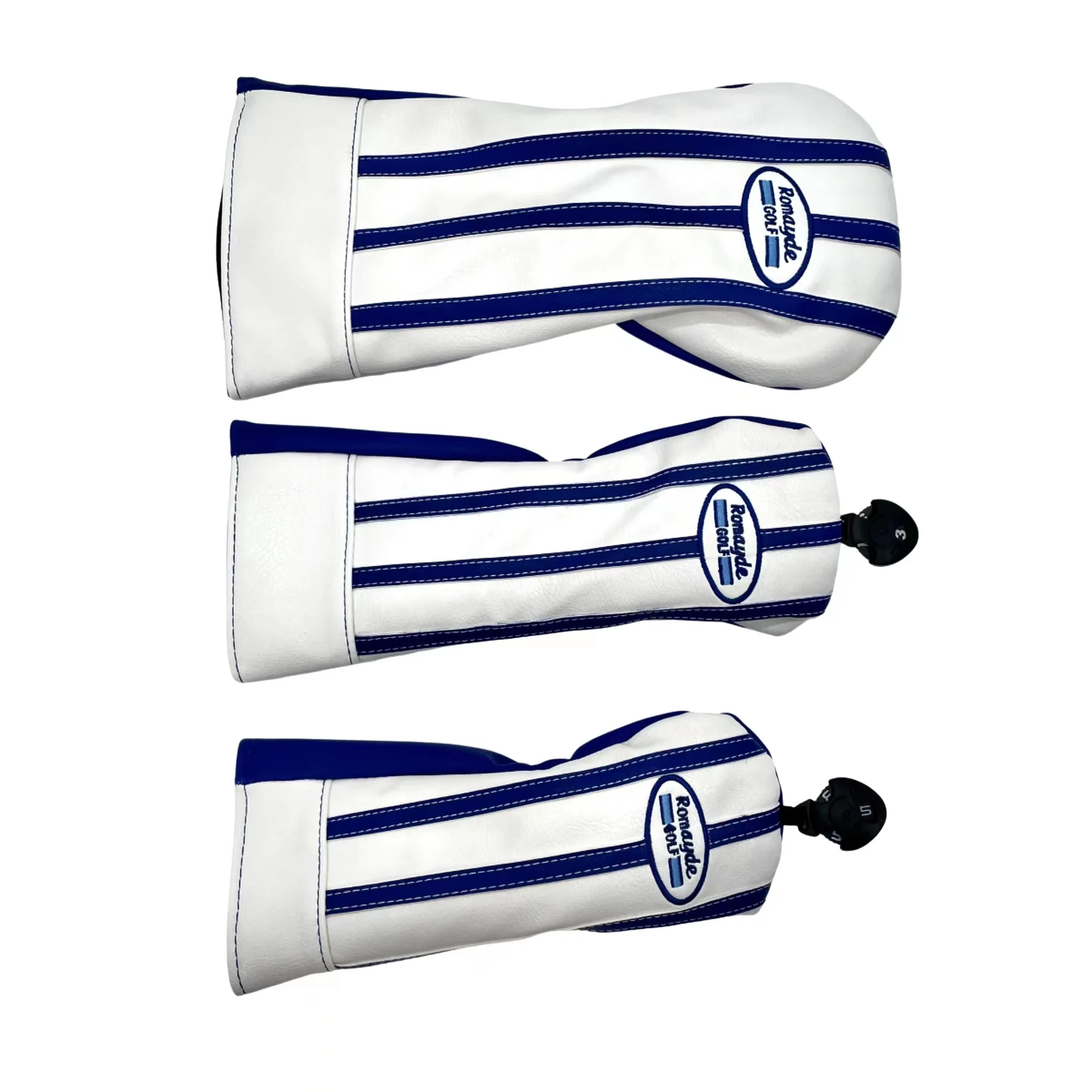 Golf stripe pattern Head cover Driver Head Covers Fairway Wood Head Covers Hybrid Head Covers Wood Head cover Pu Leather 4