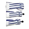 Golf stripe pattern Head cover Driver Head Covers Fairway Wood Head Covers Hybrid Head Covers Wood Head cover Pu Leather 4