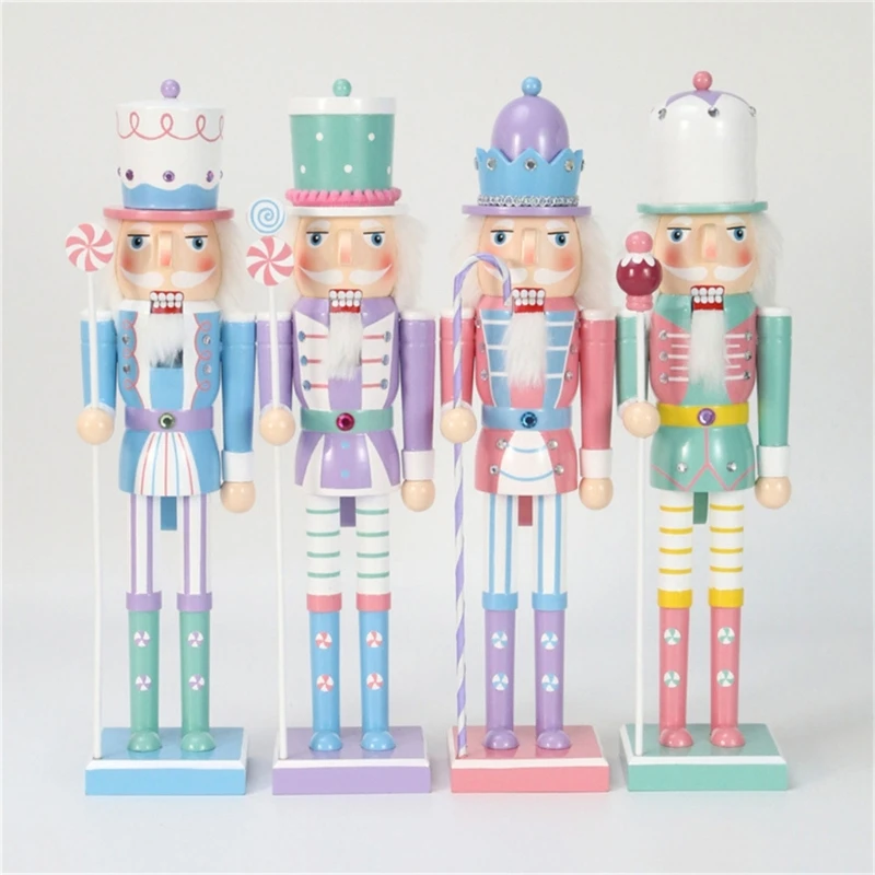 

Household Christmas Wood Candy Nutcrackers Soldier Ornament 25cm Creative Wood Crafts for Home Children Kids Birthday