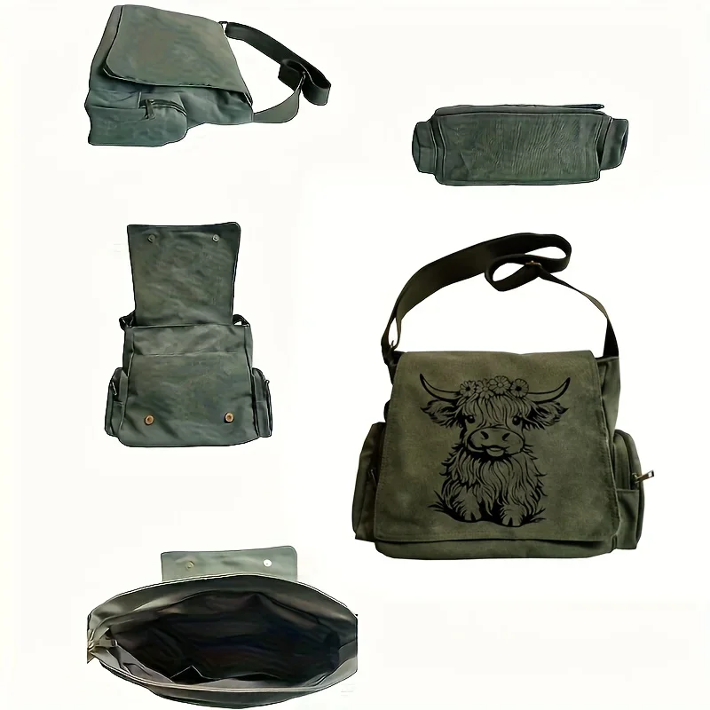 Women's Large Capacity Shoulder Bag Cow Print Messenger Bag Vintage Tote Crossbody Shoulder Bag For Women's Gifts