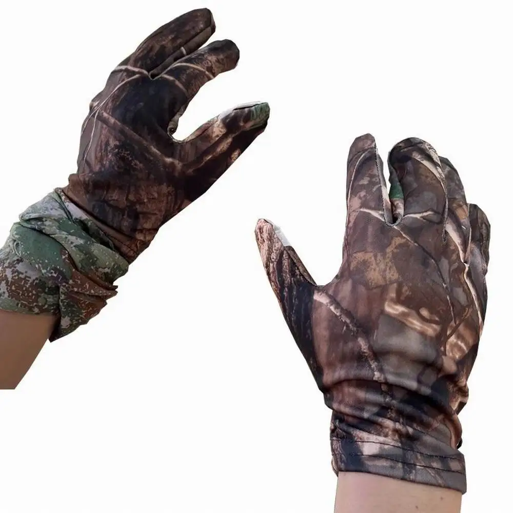 Summer Skin-Thin Multi-Functional Gloves Touch Screen Anti-Slip Riding Gloves Bionic Camouflage Hunting Fishing Elastic Sports Gloves Finger Gloves Tactical Gloves