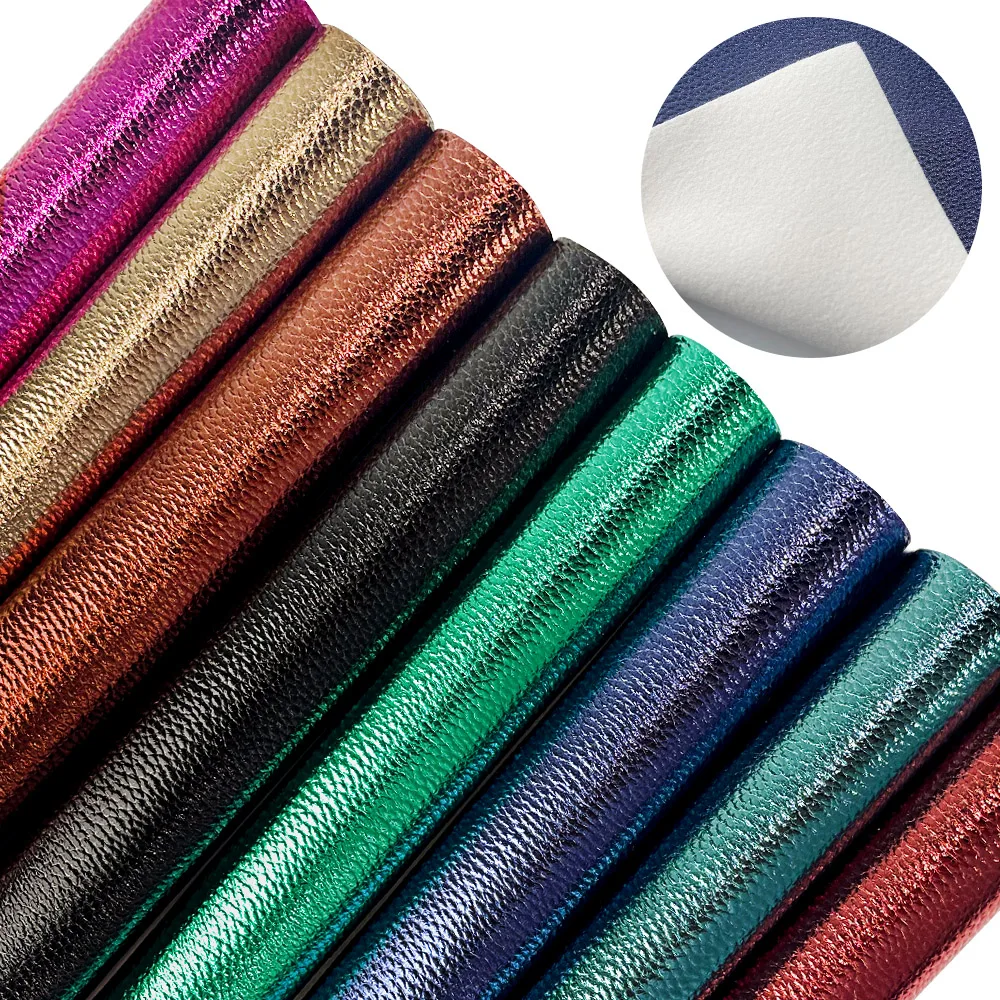 

30*135cm Metallic Litchi Grain faux leather sheets Fabric PU for Making Shoe Purse Wallet Earring Craft DIY Craft Material