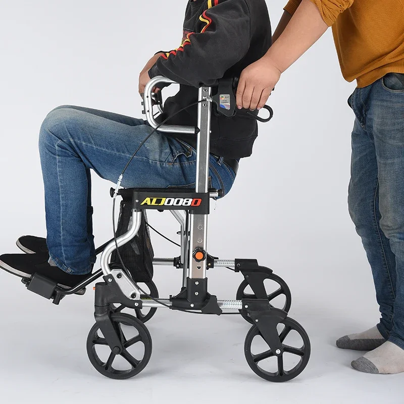 Deambulatore Rollator 2 In 1 Per Anziani-Deambulatore Medico Con Sedile Pieghevole Rollator Per Sedia A Rotelle Con Poggiapiedi Con Schienale Morbido
