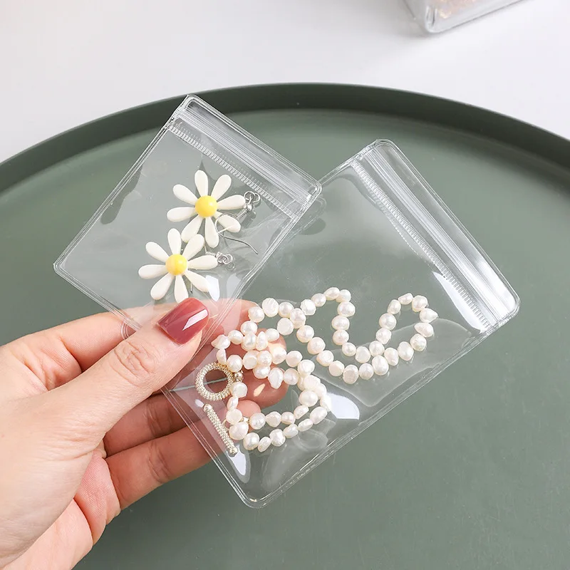 PVC Self Sealing Jewelry Bag Thick Necklace Bracelet Ziplock Bag Ring Storage Holder Storage Anti-oxidation 100 PCS storage bag puzzle storage bag wallet storage bag