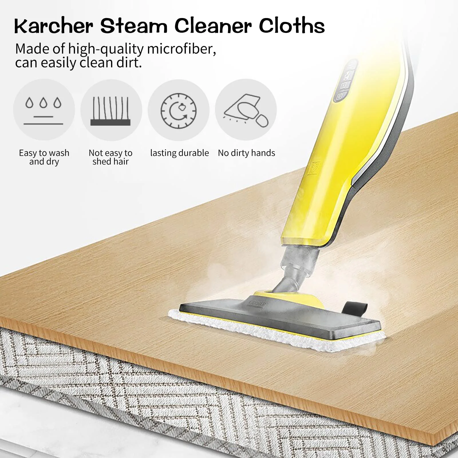 Premium Microfibre Steam Mop Cloth with Glass Scraper and Nylon Brush Accessories