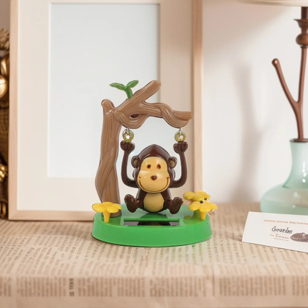 Solar Dancing Monkey Toy Animated Bobble Monkey Dancer Cartoon Animal Desktop Ornaments for Car Interior Decoration