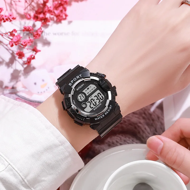 YIKAZE Fashion Sports Watches for kids Men and Women LED Digital Watch Waterproof Luminous Alarm Clock Electronic Wristwatch view 3