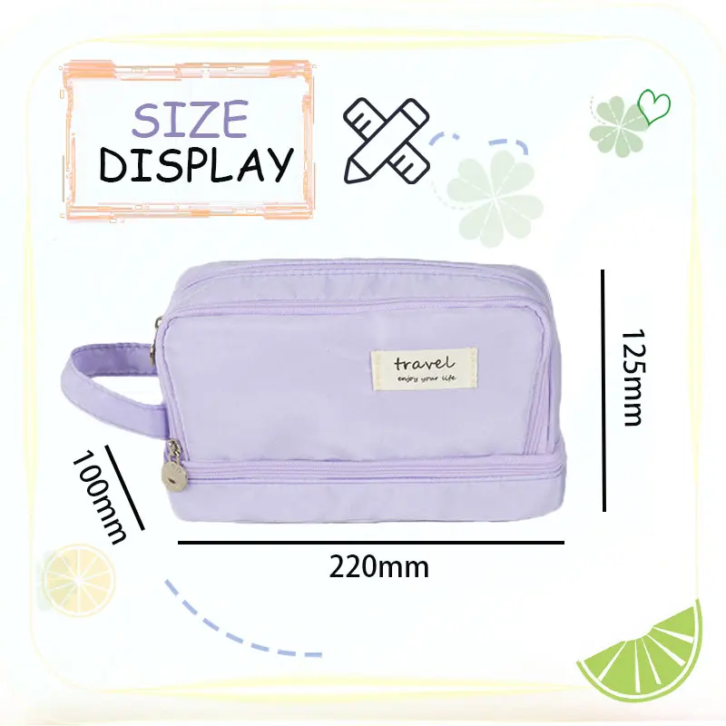 Macaron Pencil Case Double layer Large Capacity pencil cases stationery box pen storage bag