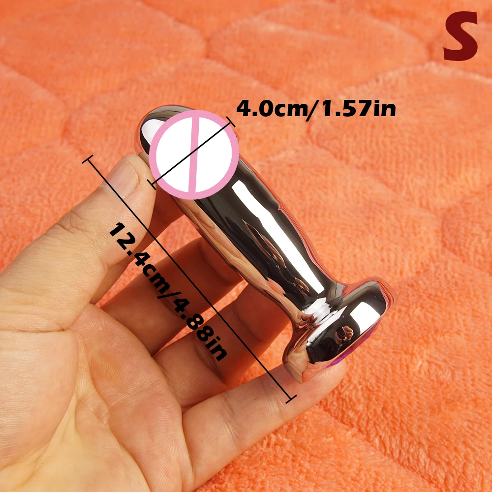 Metal Butt Plug with Crystal Diamond Base,Dicked Shape Adult Anal Dildo Trainer Sex Toys,Analplug Buttplug