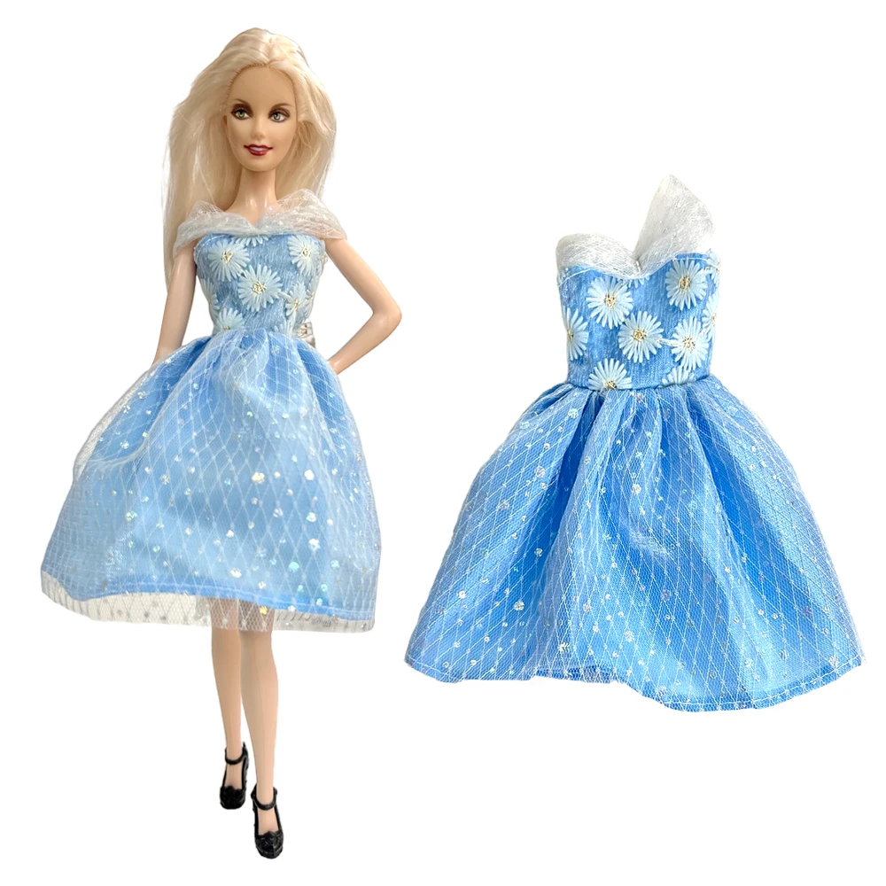 

NK 1 Set 30CM Princess Noble Blue Dress White Lace Sleeve Daily Clothes Fashion Skirt For Barbie Doll Accessories Girl Gift Toy