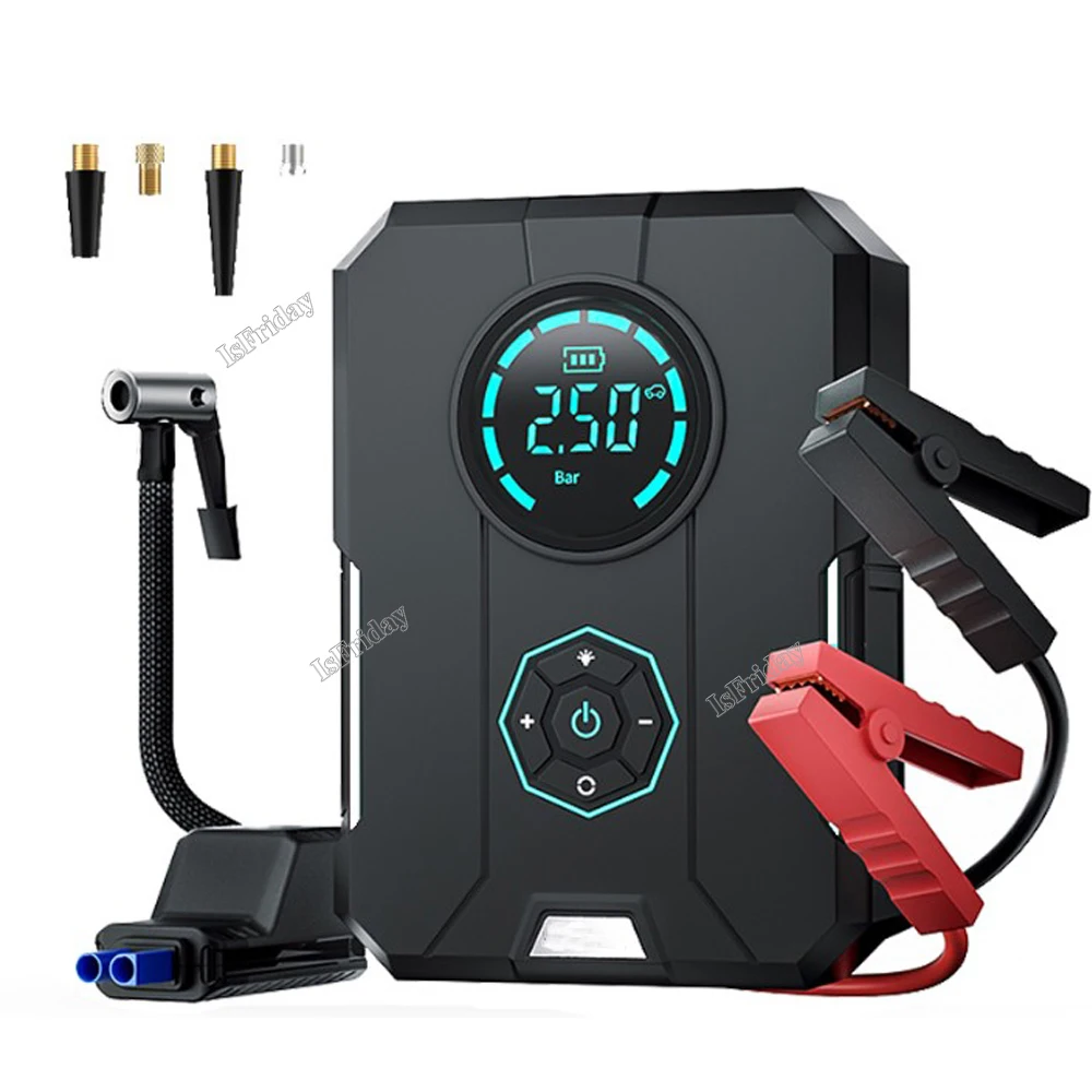 5 In 1 Car Jump Starter Air Pump Power Bank Portable Air Compressor Cars Battery Starters Starting Auto Tyre Inflator