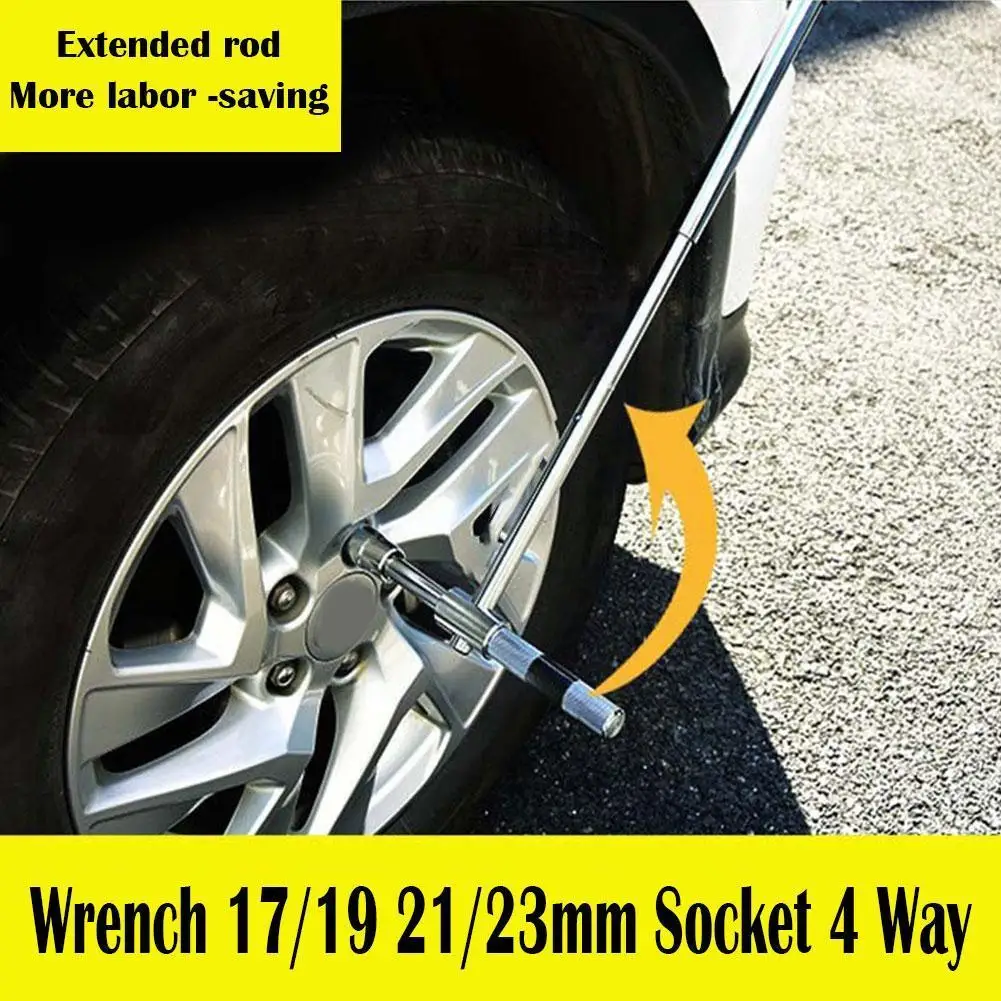 25" Telescoping Lug Wrench 4way Universal Tire Nut Wrench Car Wheel