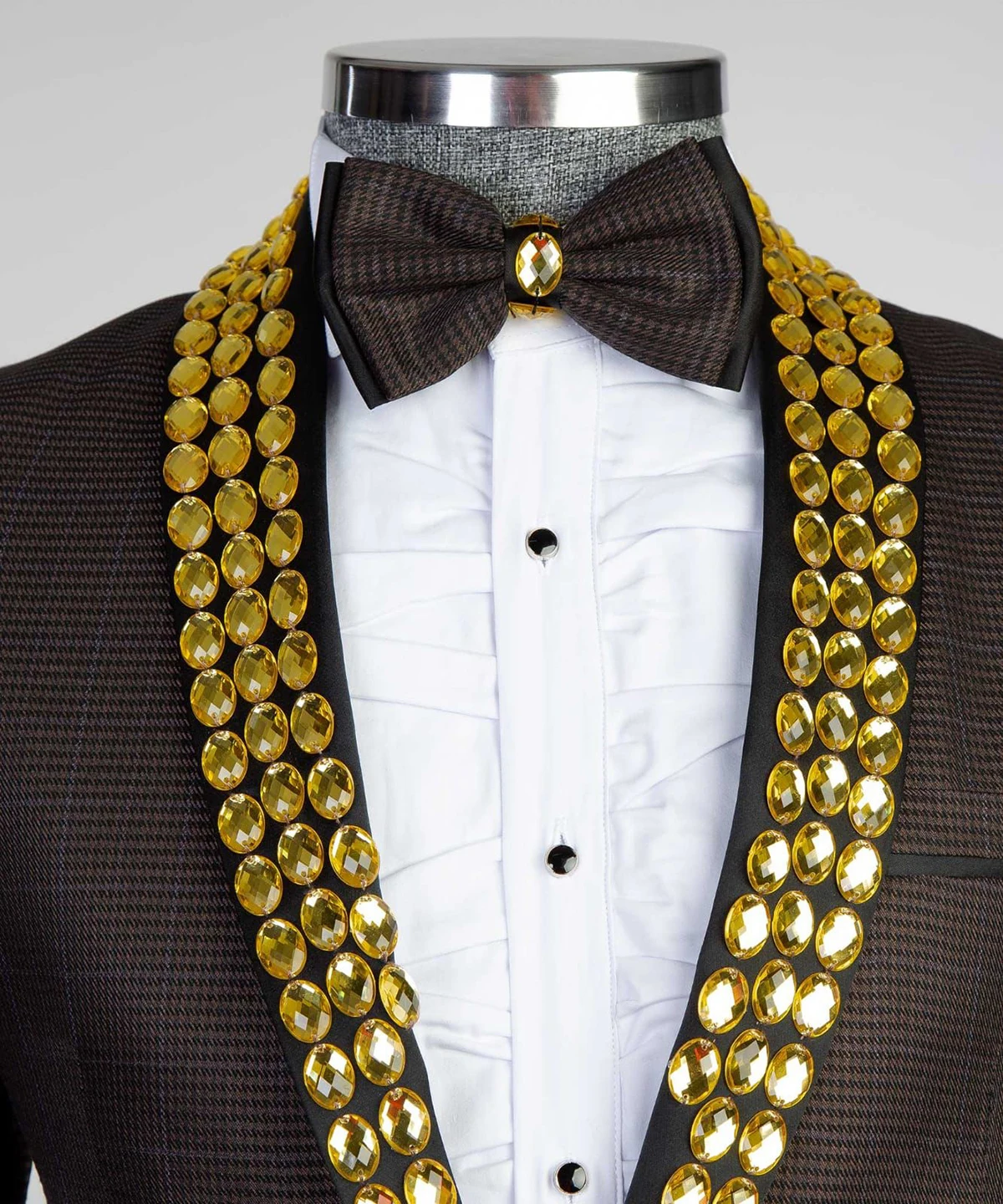 Mens Wedding Tuxedos Golden Crystal Beading Gorgeous Tailored Beading Shawl Lapel Jacket 2 Pieces Male Costume Coat