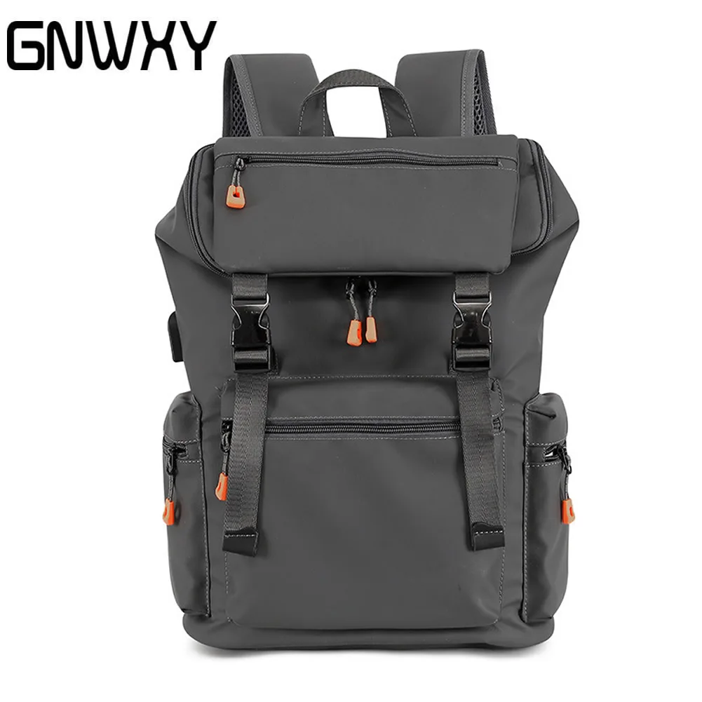 

GNWXY Casual Large Capacity Backpack New Students Schoolbag Men Outdoor Travel USB Charging Laptop Bag Business Commuting Bags