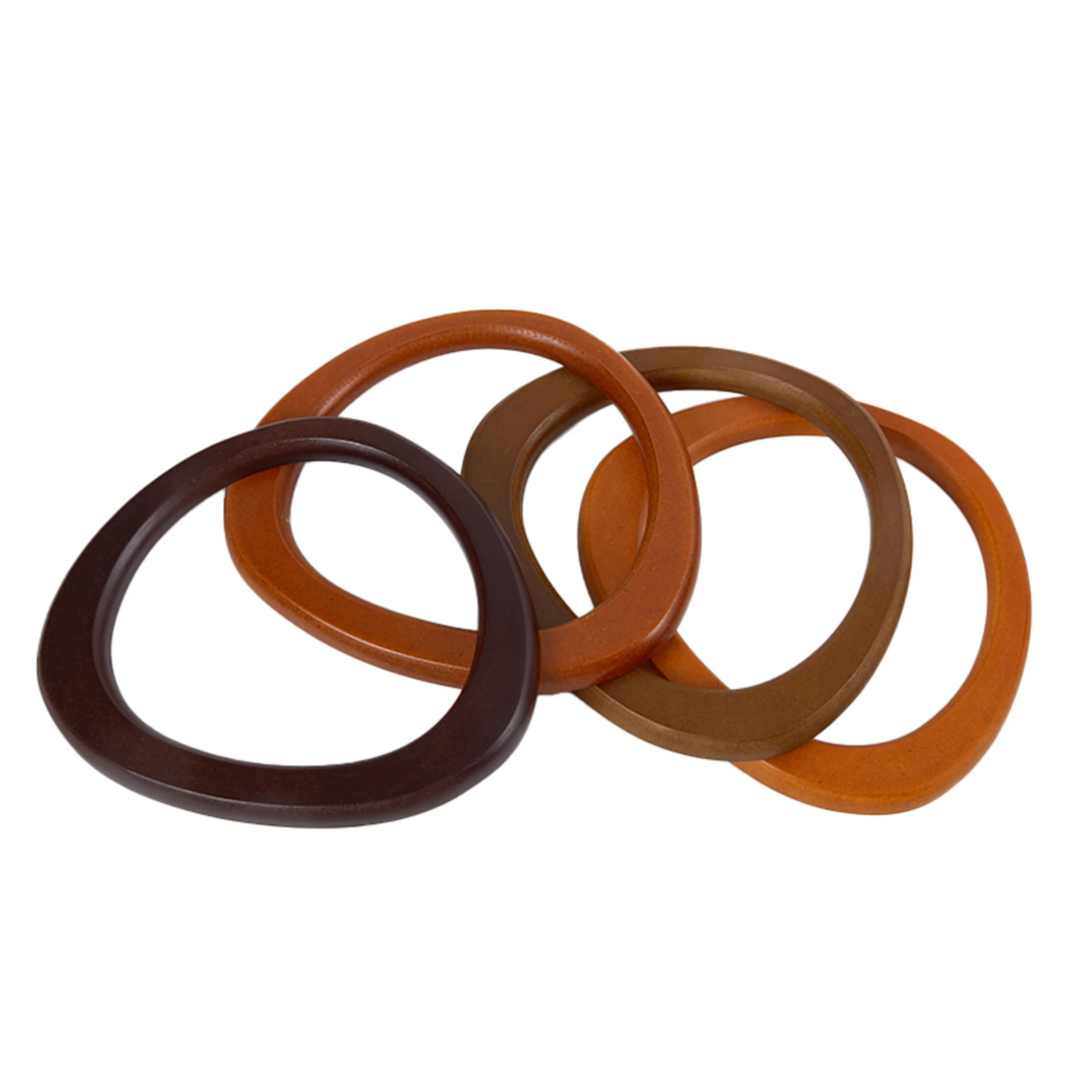 8 Manici Per Borse In Legno A Forma Di D - Set Con Manici Rotondi Per Borse Fatte A Mano, Uncinetto E Beach Bag - Foto 5