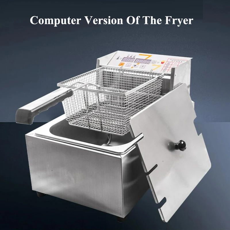 Commercial 110V 220V Electric Fryer Machine Stainless Steel Single Tank 6L Deep Fryer Restaurant Equipment Chicken Chips Fryer 2