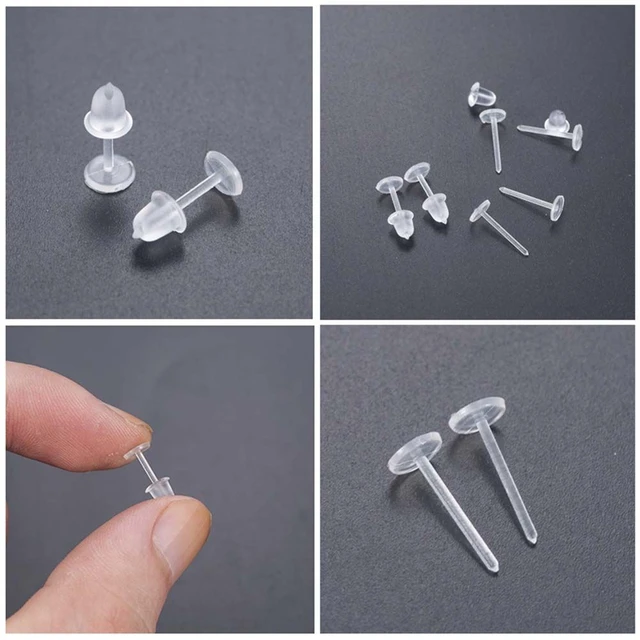 50Pcs-100Pcs/Pack Plastic Earring Stud Anti Allergy Ear Hole Protection  Blockage Transparent Earrings Jewelry Parts - AliExpress