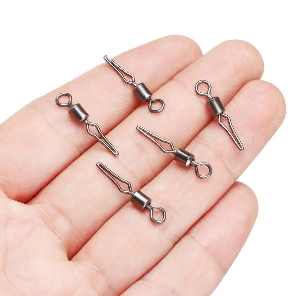 100Pcs Swivels With Side Line Clip Fishing Hanging Snap Fishhooks And Crap Connector Barrel Swivel Angling Supplies
