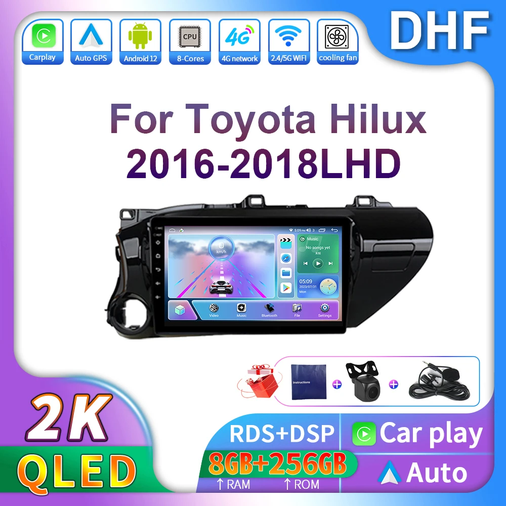 

DHF Android 13 Car Radio For Toyota HILUX REVO VIGO IMV 2016-2019 Auto Wireless Multimedia Player 4G GPS 2Din CarPlay Head Unit