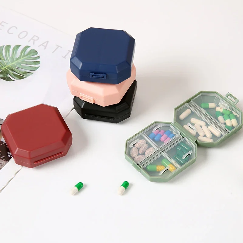 Portable Pill Box 6 Grids Tablet Organizer Case Dispenser