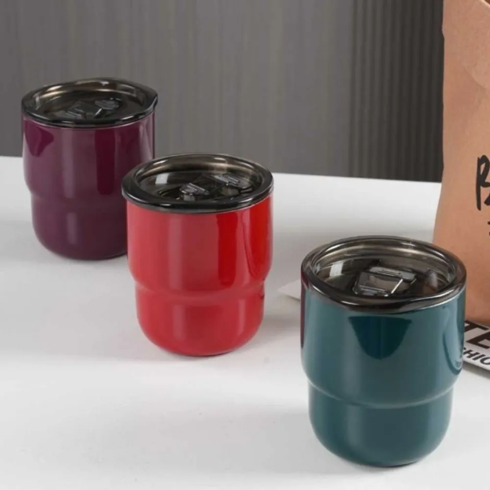 패션 255ML 휴대용 포켓컵 스테인리스 스틸 이중 진공컵 뚜껑 포함 누수 방지..