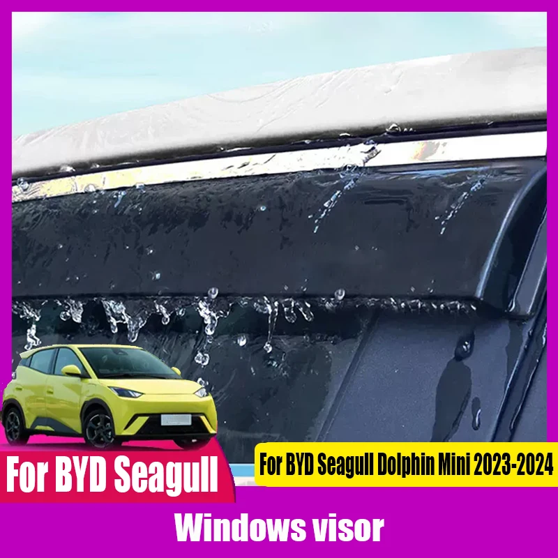 For BYD Seagull Dolphin Mini Car modification Windows visor Rain proof car windows bright strip