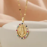 Nouveau Design de collier en Zircon coloré personnalisé, à la mode, léger, luxueux et polyvalent, collier Madonna populaire 1