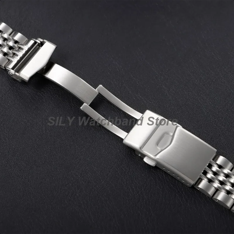 Stainless Steel Watchband with Screw Link and Straight/Curved End Strap – 20/22mm Bracelet