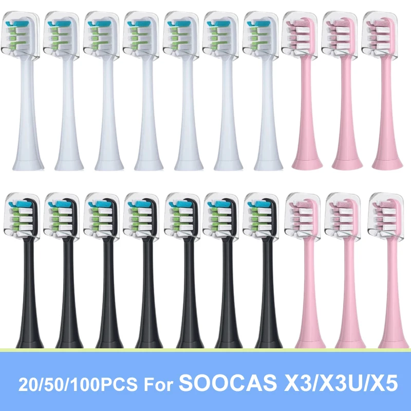 

20/50/100PCS Replacement Brush Heads For SOOCAS X3/X3U/X5 Sonic Electric Toothbrush Oral Care Vacuum Wholesale DuPont Brush Head