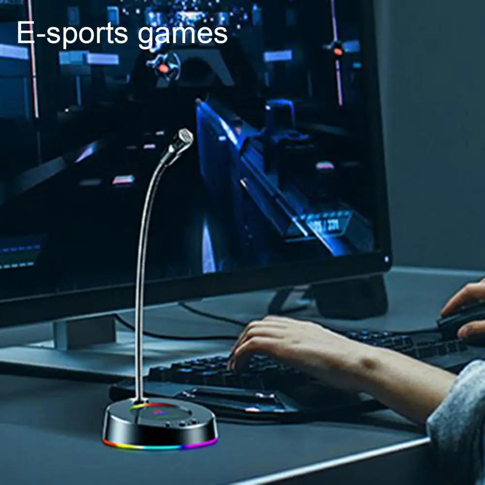 

USB Microphone Practical High Sensitivity Colorful RGB Light USB Video Gaming Podcasting Desktop MIC for Live Show