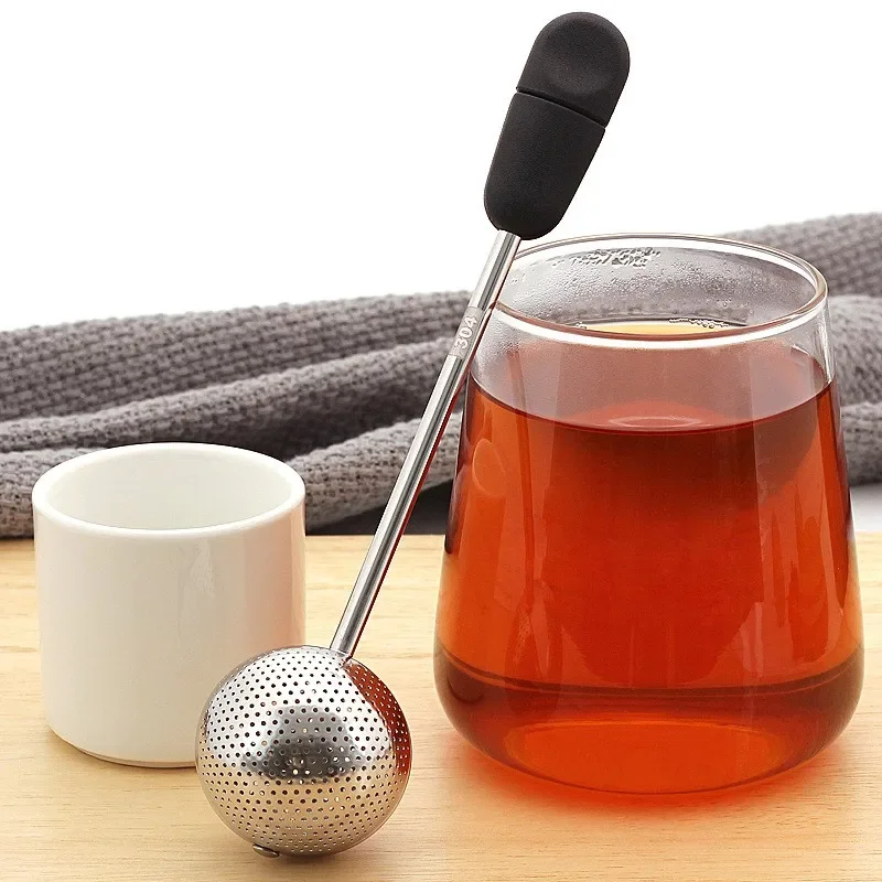 Description Picture 5 of itemMultifunction Tea Infuser Single-sided Rotating Tea Infuser Ball Tea Filter Mesh With Soft Handle Portable Fine Mesh