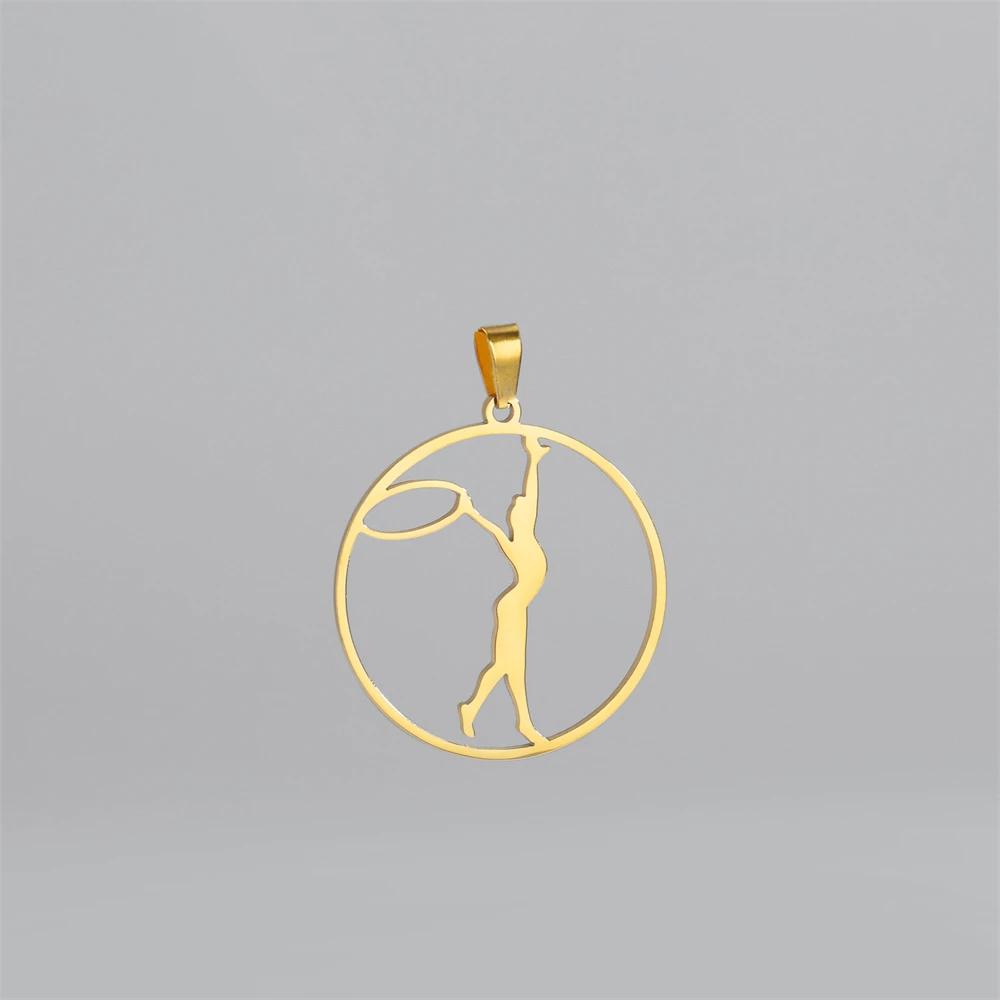 Figur Gymnastik Kreis Übung Charms für Schmuck machen Edelstahl Turner Sport DIY Halskette Schlüssel bund Anhänger Zubehör – Detail 6