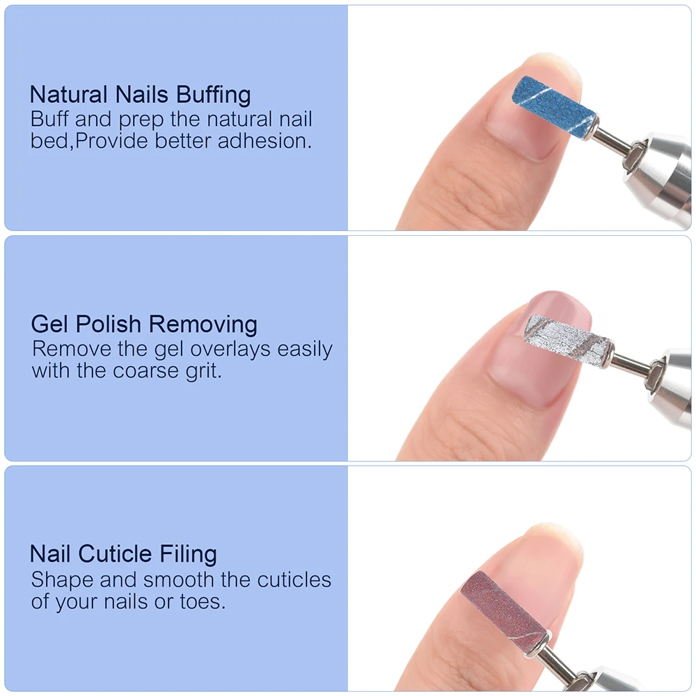KADS 3mm Small Sanding Bands for Nail Drill 50 Pcs Mini Nail Sanding Files 60/80/120/150/180/240 Grit Acrylic Nails Gel Remver 6