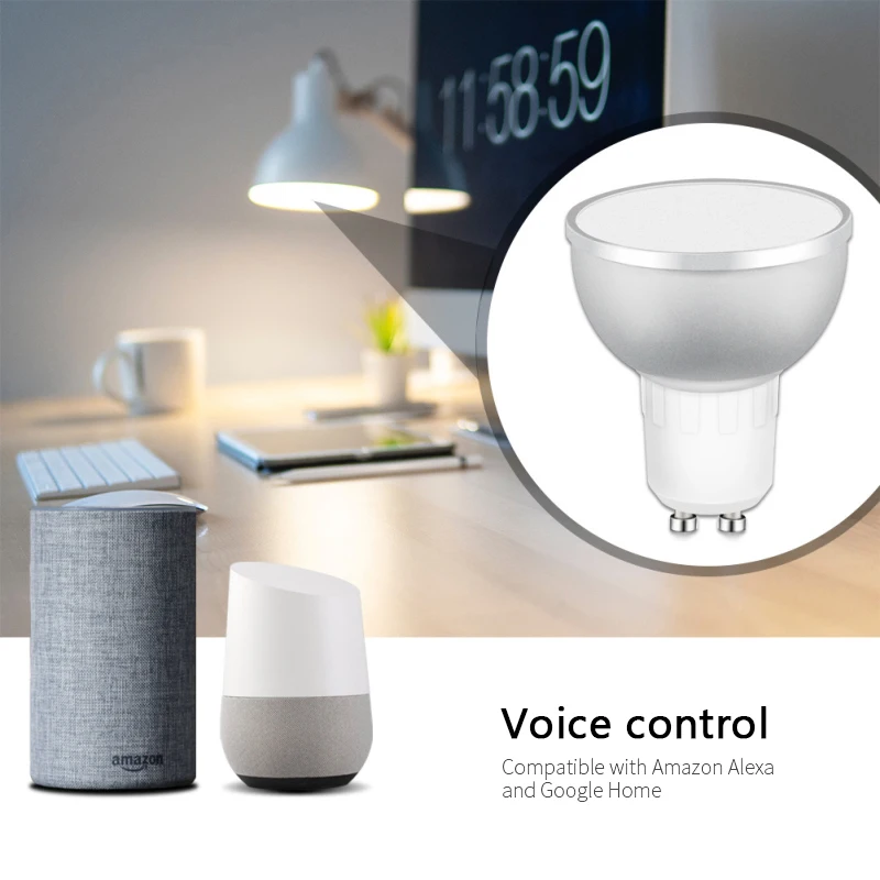 3.0 스마트 전구, RGB + CW 디밍 가능, Tuya GU10 스마트 전구, 음성 제어, SmartThings 앱, Alexa Home