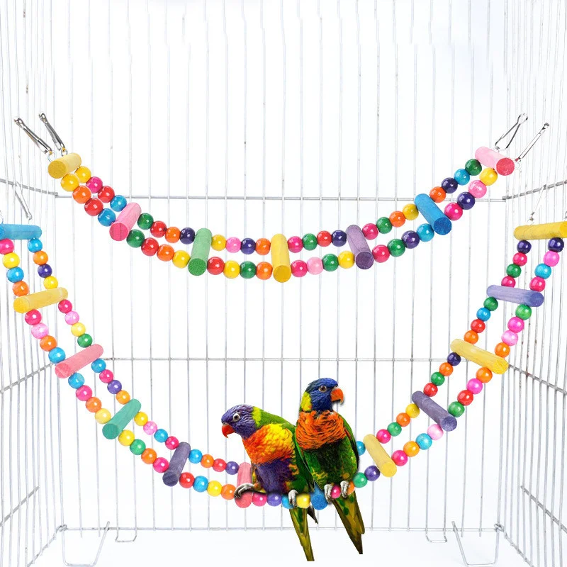 Parrot Toy Bird Toy Bird Swing Toy Bird Toys Set Swing Chewing Training Toys Small Parrot Hanging Hammock Parrot Cage Bell Perch with Ladder Pet Supplies