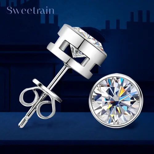 0.5-2ct Moissanite Diamond Stud Earrings 18K Yellow Gold Plated 925 Silver Wedding Earring for Women Men Luxury Jewelry with GRA - Image 7