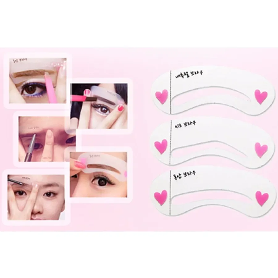 3Pcs Maquiagens 아이 브로우 클래스 드로잉 가이드 눈썹 스텐실 템플릿 카드 어시스턴트 아이 케어 메이크업 도구