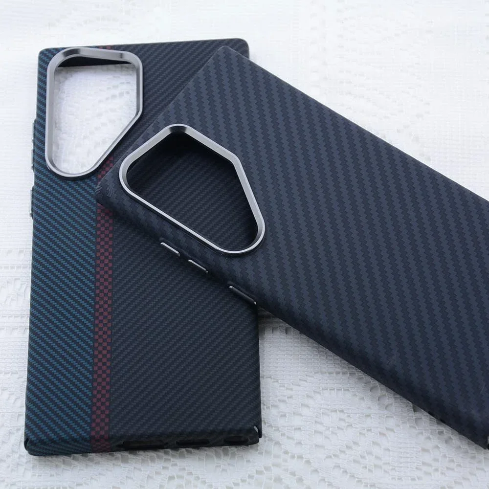 Carbon Fiber Texture Magnetic Alloy Camera Lens Case - Shockproof Protection Shell