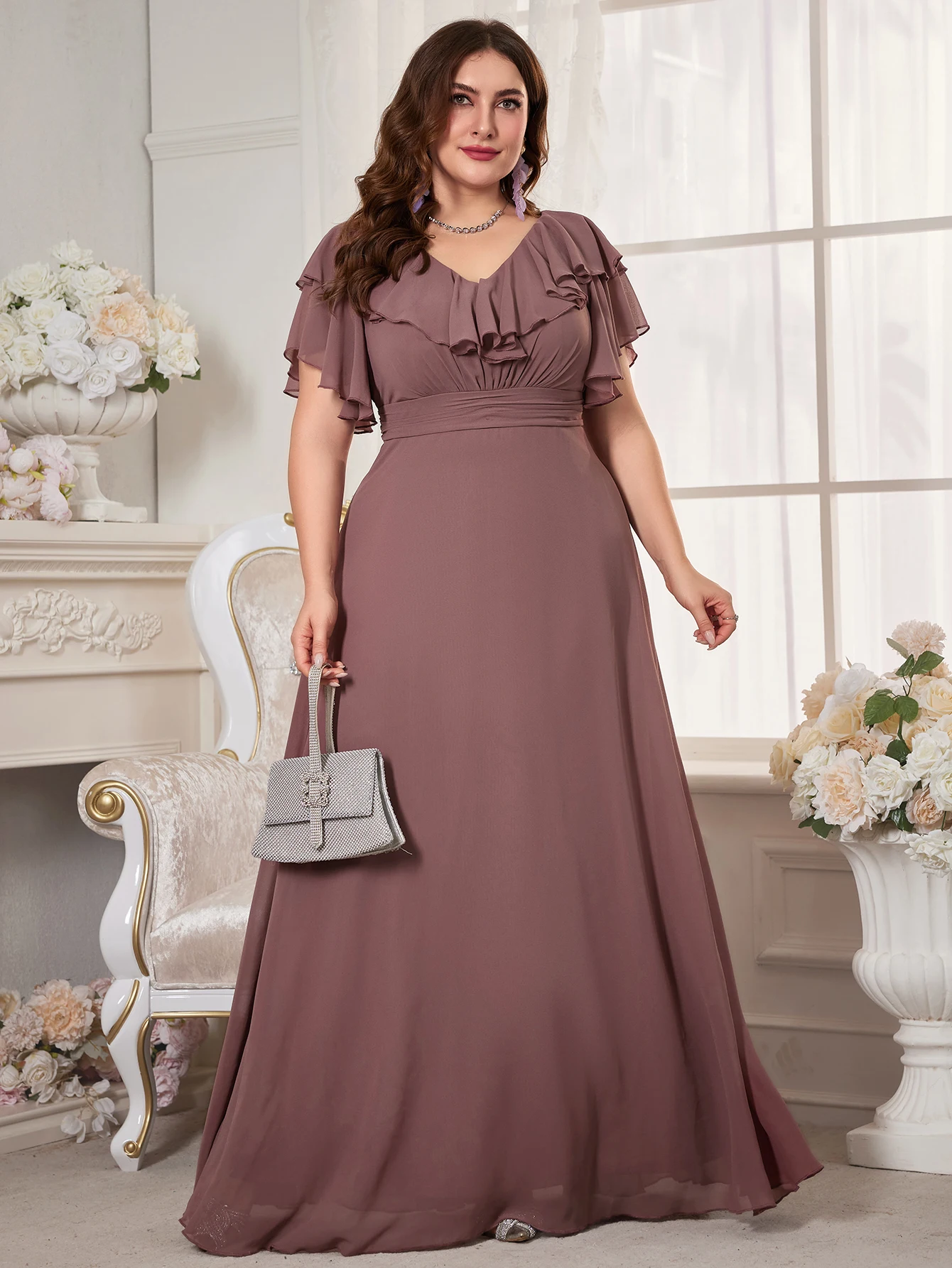 فستان Unithorse مقاس كبير للنساء من الشيفون الأنيق...