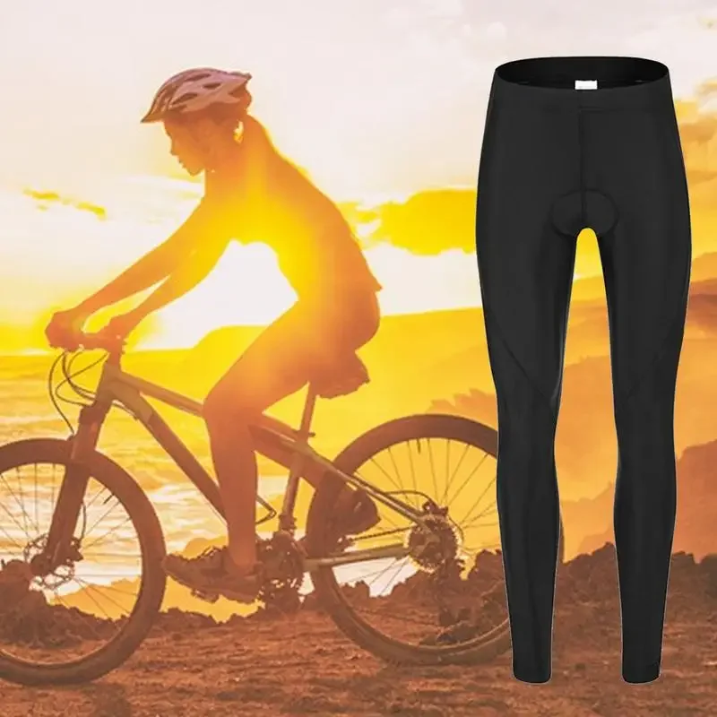 Long Padded Bike Pants Women Quick Dry Fleece Lined Leggings Cycling Thermal Pants Cold Weather Bike For Riding Road Bikes