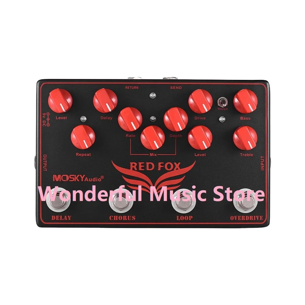 

Mosky RED FOX 4-in-1 Electric Guitar Effects Pedal Chorus Delay Overdrive Loop Unit Audio True Bypass Guitar Parts & Accessories